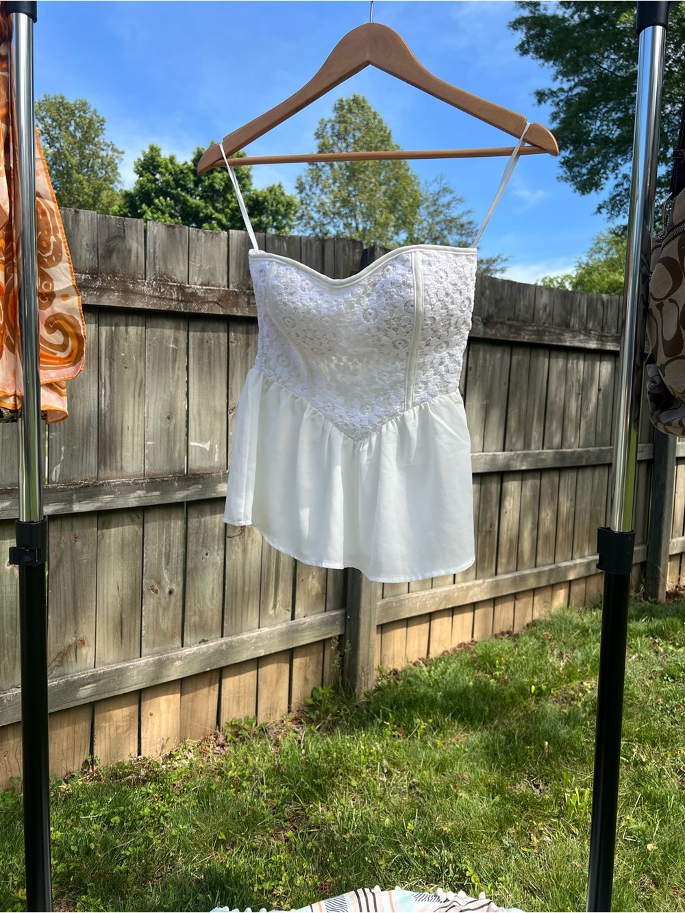 Lace Bustier Crop Top in White